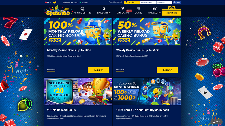 Promociones de escritorio de Spassino Casino