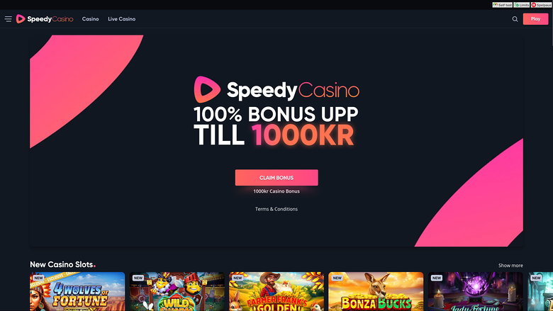 Speedy Casino Desktop-Startseite