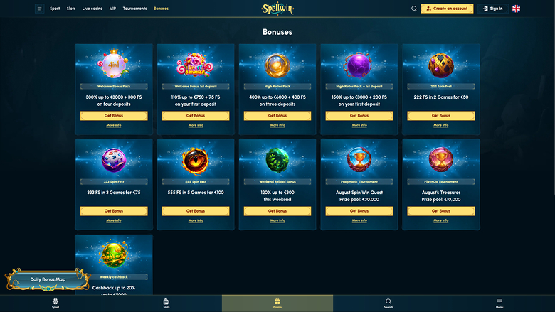 Promotions de bureau de SpellWin Casino