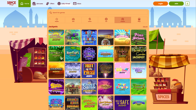 Jackpot desktop di Spice Bingo Casino