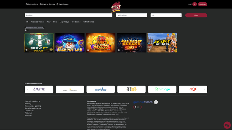 Jackpot de bureau de SpicyJackpots Casino
