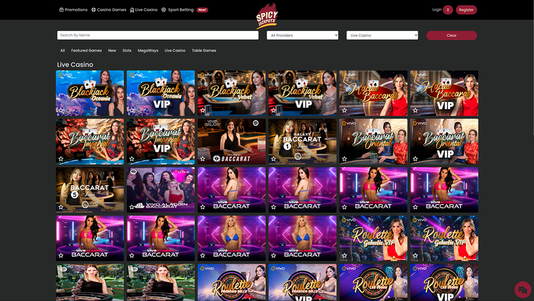 Croupier en direct de bureau de SpicyJackpots Casino