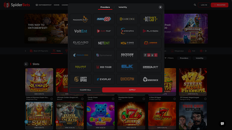 SpiderBets Casino Desktop Game Developers