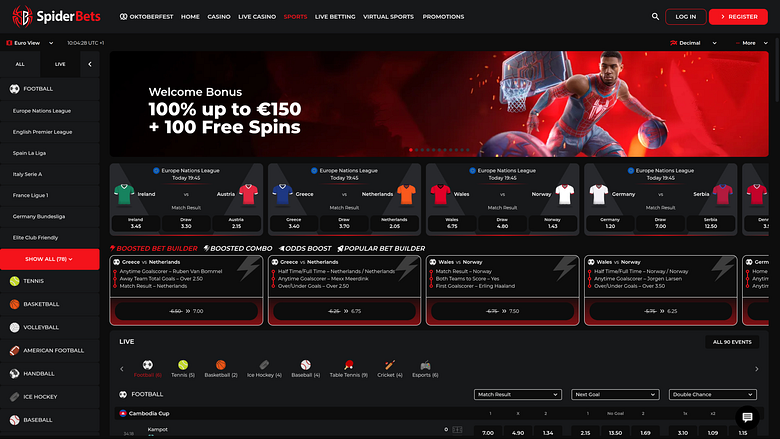 SpiderBets Casino Desktop Sports
