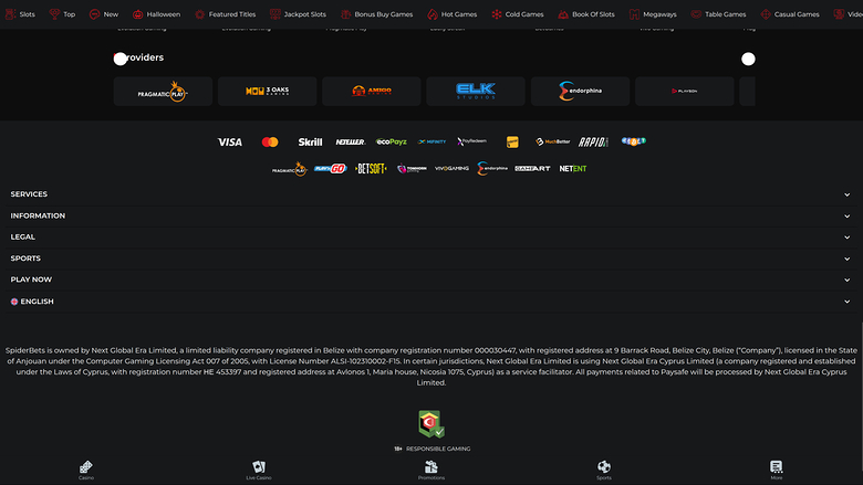 Développeurs de jeux SpiderBets Casino