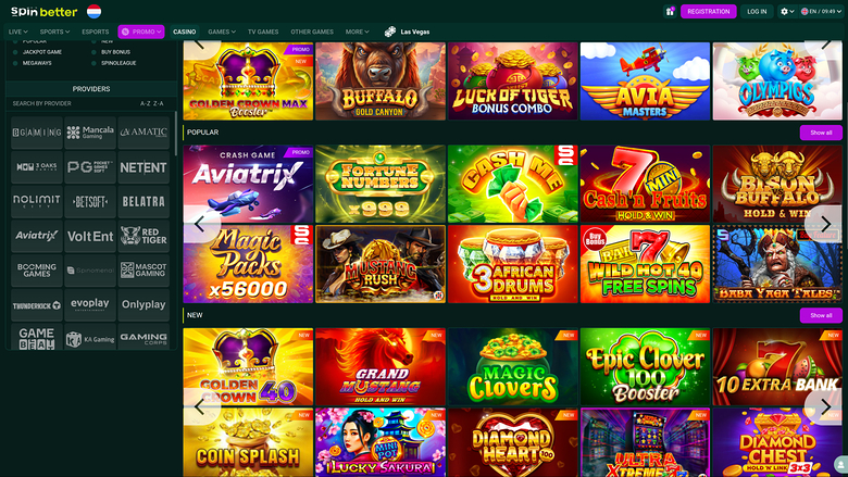 Développeurs de jeux sur bureau de SpinBetter Casino