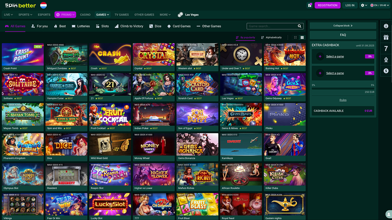 Jeux de bureau de SpinBetter Casino