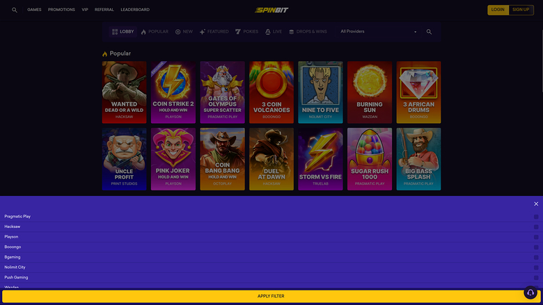 Desarrolladores de juegos de escritorio de SpinBit Casino