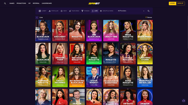 Crupier en vivo de escritorio de SpinBit Casino