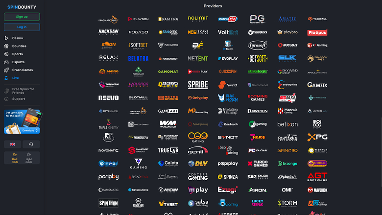 Développeurs de jeux de bureau de SpinBounty Casino