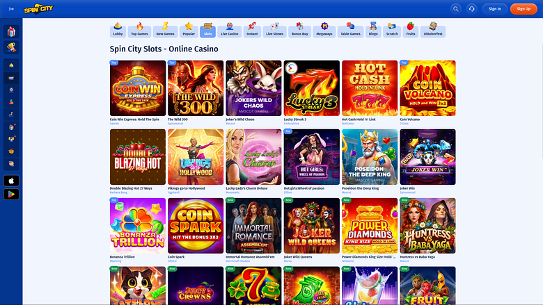 Spin City Casino Desktop-Spiele