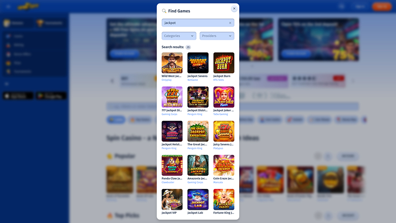 Spin City Casino Десктоп Джекпот