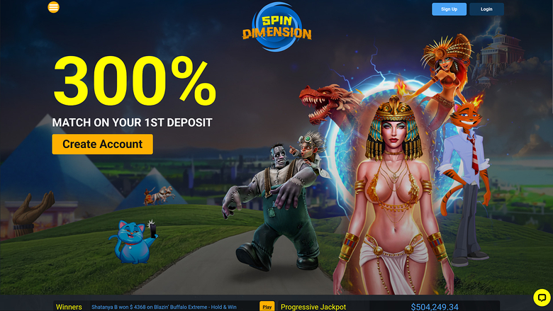 Page d’accueil de bureau de Spin Dimension Casino