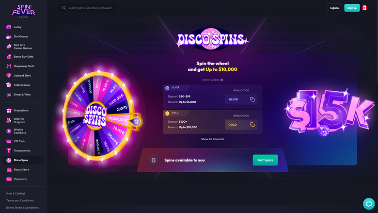 SpinFever Casino Desktop Disco Spins
