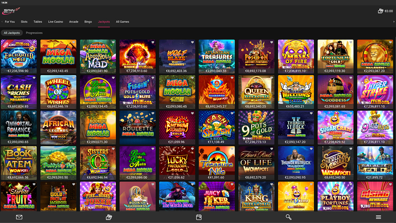 Jackpot desktop di Spin Galaxy Casino