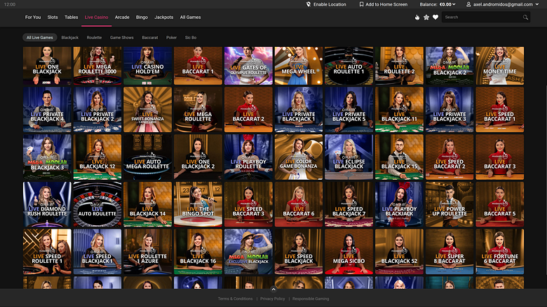 Spin Galaxy Casino Desktop Live-Dealer