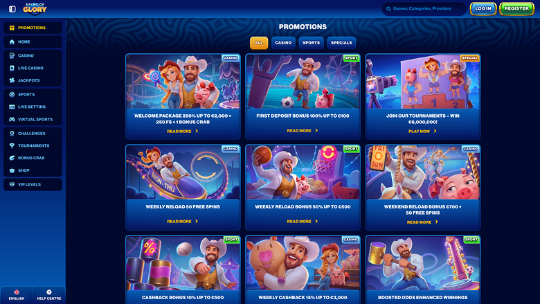 Promotions pour ordinateur de bureau du casino Spin Of Glory