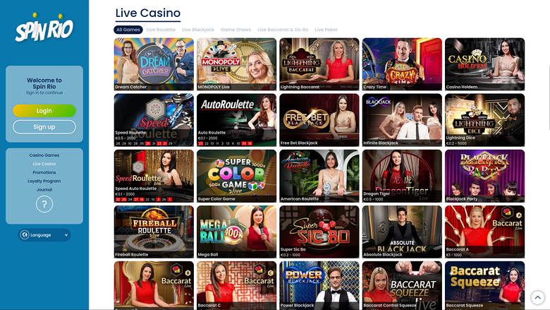 Croupier en direct de bureau de Spin Rio Casino