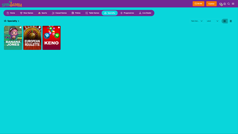 Spin Samba Casino Desktop Specialty
