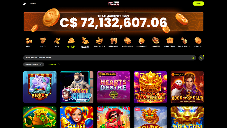 Spin Samurai Casino Desktop Jackpot