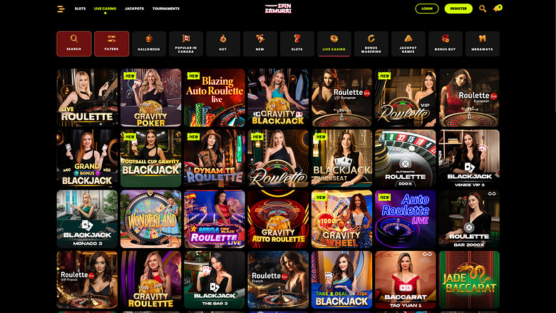 Casino Spin Samurai pour ordinateur avec croupier en direct