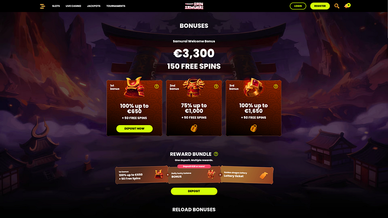 Promotions sur ordinateur du casino Spin Samurai