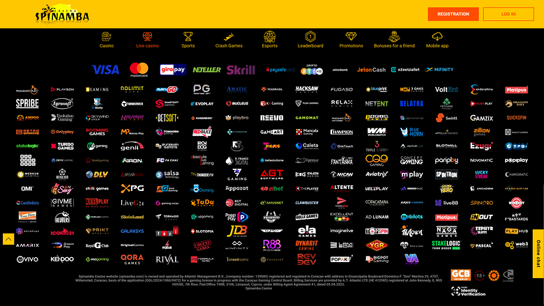 Développeurs de jeux de bureau de Spinamba Casino