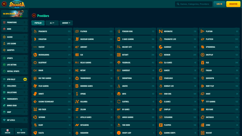 Développeurs de jeux de bureau de Spinanga Casino