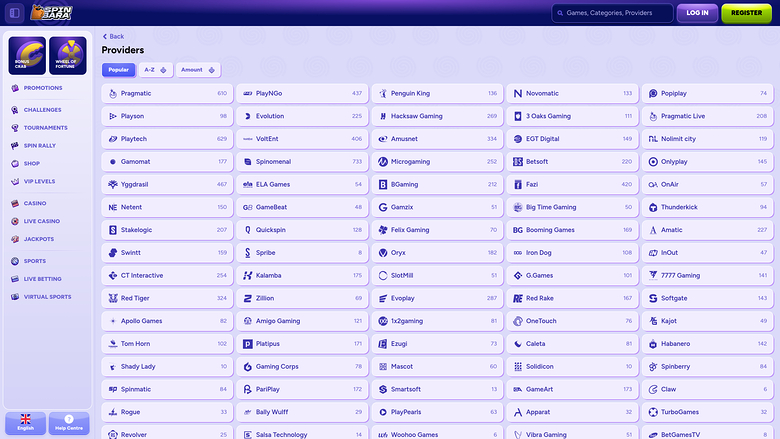 Développeurs du jeu de casino Spinbara pour ordinateur