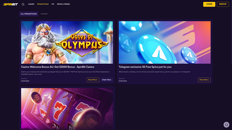 SpinBit Casino Desktop Promotions