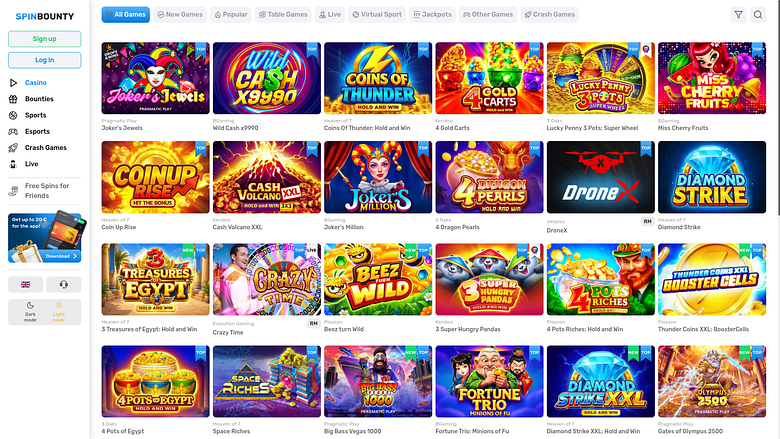 Jeux de casino SpinBounty sur ordinateur