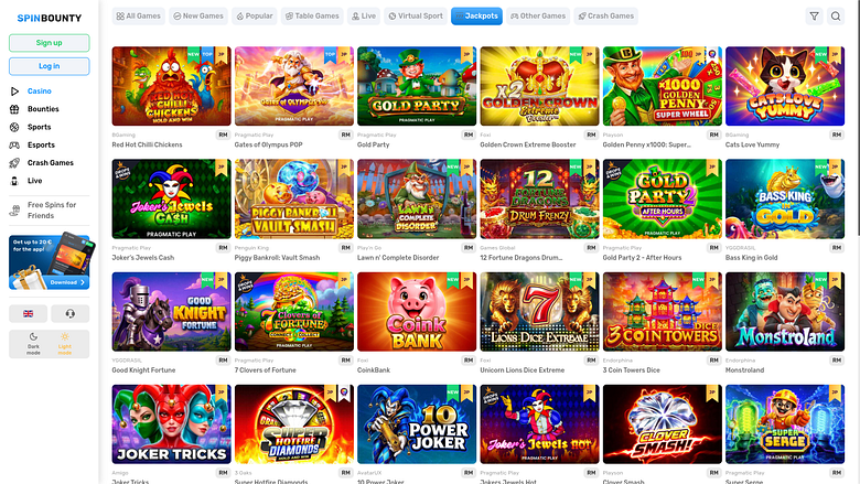 Jackpot de bureau du casino SpinBounty