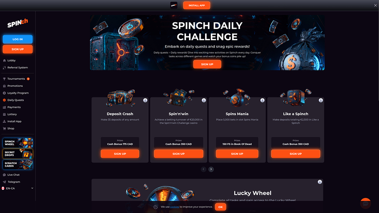 Spinch Casino Desktop-Tägliche Quests