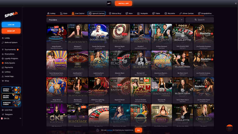 Spinch Casino Desktop-Live-Dealer