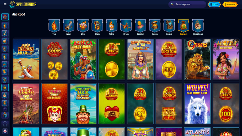 Jackpot del casinò SpinDragons Desktop