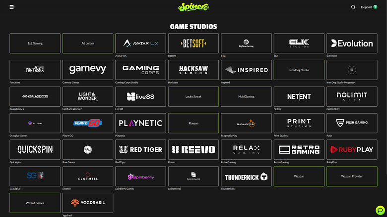 Spinero Casino Desktop-Spielentwickler