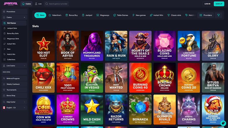 Jeux de casino Spinfever pour ordinateur