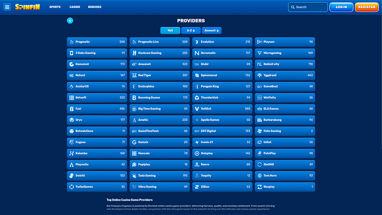 Spinfin Casino Desktop Game Developers