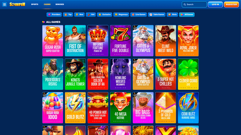 Spinfin Casino Desktop Games
