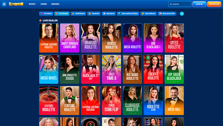 Spinfin Casino Desktop Live Dealer