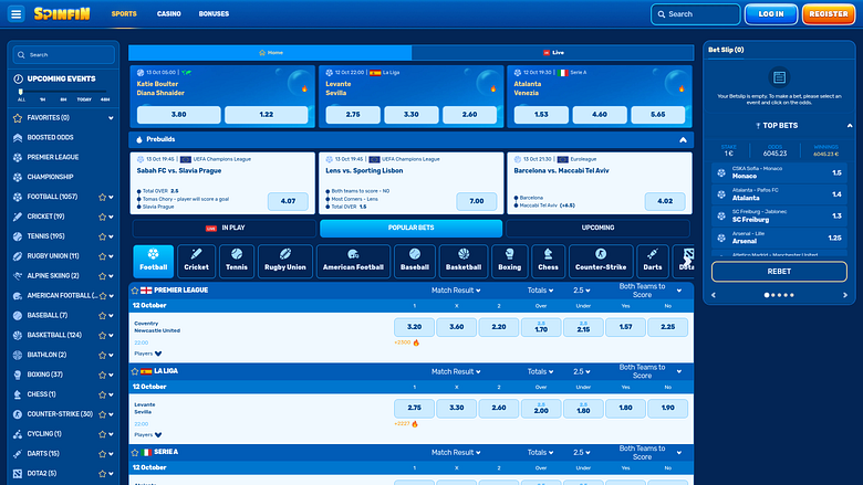 Spinfin Casino Desktop Sports Betting