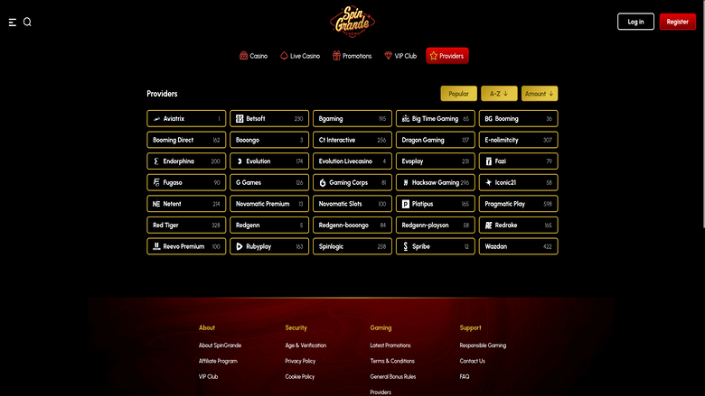 Screenshot von Spingrande Casino für Desktop von Game Developers