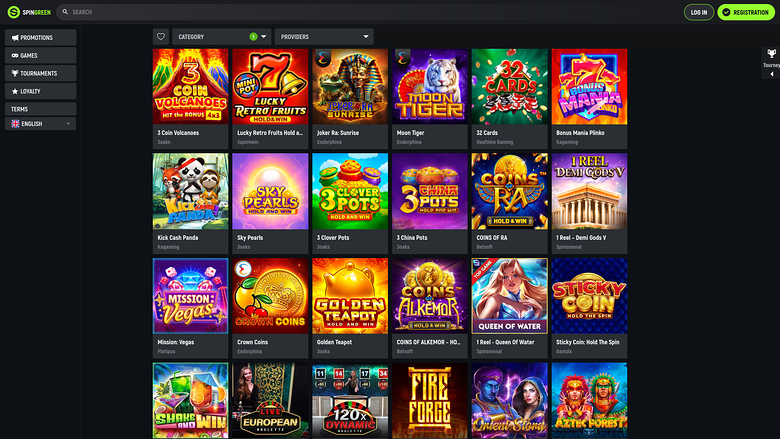Spingreen Casino Desktop Jackpot