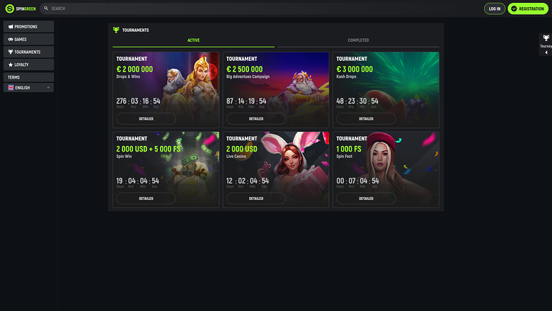 Spingreen Casino Desktop Tournaments