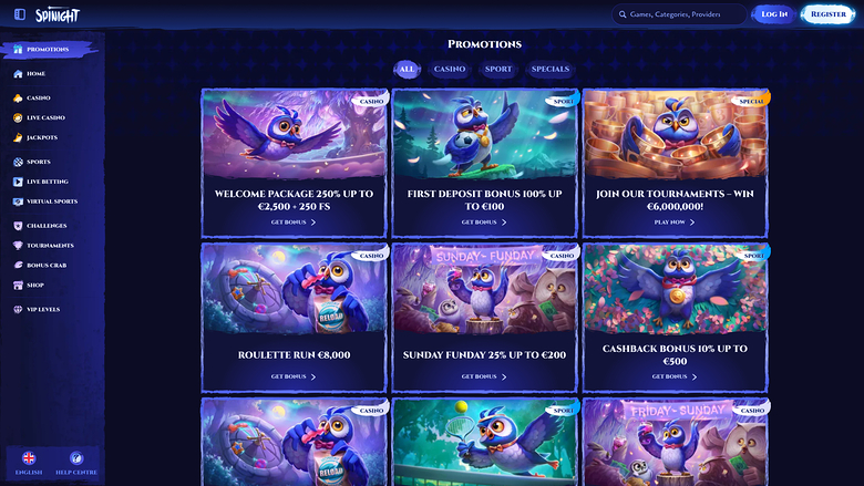 Promotions Spinight Casino sur ordinateur