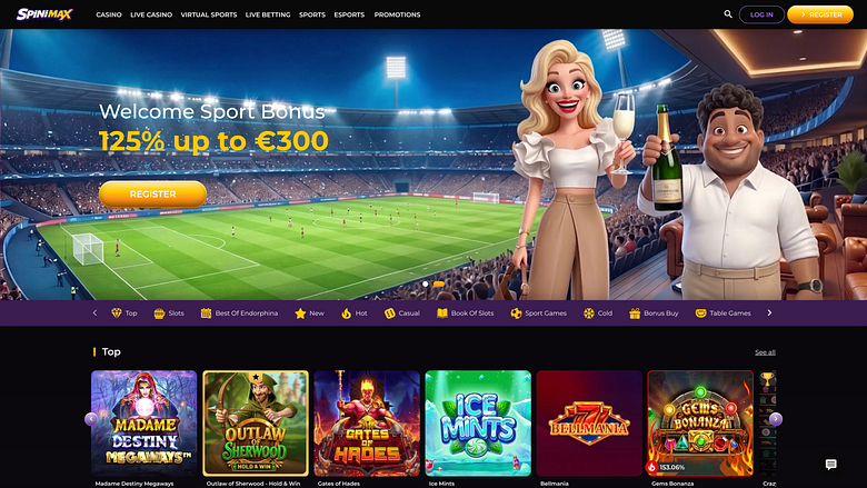 Spinimax Casino Desktop-Startseite