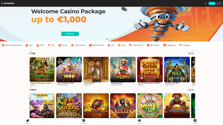 Spininio Casino Homepage