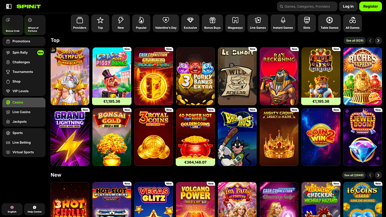 Jeux de casino Spinit.com pour ordinateur