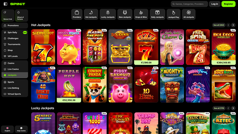 Jackpot du casino Spinit.com sur ordinateur