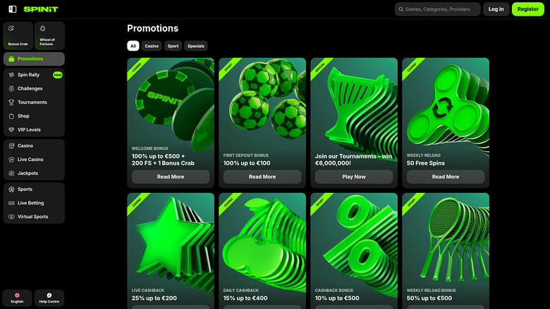 Promotions Spinit.com Casino sur ordinateur